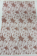Flower Glitter Fabric - Dusty Rose - 3D Floral Tulle Fabric for Wedding, Quinceañera By Yard
