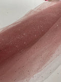 Sparkling Glitter Tulle Fabric - Dusty Rose - Sparkling Glitter Tulle Mesh Fabric Sold By Yard