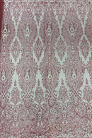 Long Damask Glitter Design - Silver - Tulle Mesh with Mermaid Tail Glitter Design Sold By Yard