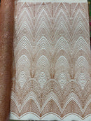 Geometric Glitter Fabric - Dusty Rose - Shimmer Glitter Geometric Design Fabric By Yard