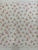 3D Butterfly Beaded Fabric - Dusty Rose - Beaded Sequins Butterfly Embroidered Fabric By Yard