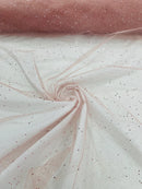 Sparkling Glitter Tulle Fabric - Dusty Rose - Sparkling Glitter Tulle Mesh Fabric Sold By Yard