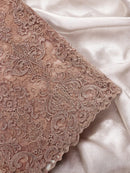 King Lace Pattern Fabric - Dusty Rose - Embroidered Sequins on Lace Mesh Fabric By Yard