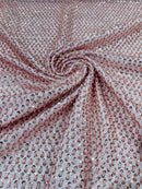 Beaded Glitter Tulle Fabric - Dusty Rose - 60" Wide Shiny Glitter Mesh Fabric Sold By The Yard
