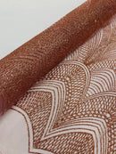 Geometric Glitter Fabric - Dusty Rose - Shimmer Glitter Geometric Design Fabric By Yard