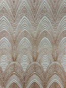 Geometric Glitter Fabric - Dusty Rose - Shimmer Glitter Geometric Design Fabric By Yard