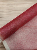 Shimmer Glitter Mesh Fabric - Dusty Rose - Shiny Glitter Dots Design on Lace Mesh Sold By Yard