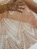 Geometric Glitter Fabric - Dusty Rose - Shimmer Glitter Geometric Design Fabric By Yard