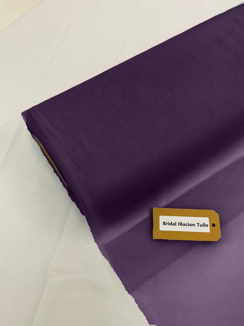 108" Tulle Illusion Fabric - Dark Lavender  - Premium Tulle Polyester Fabric Sold By Roll of 50 Yards