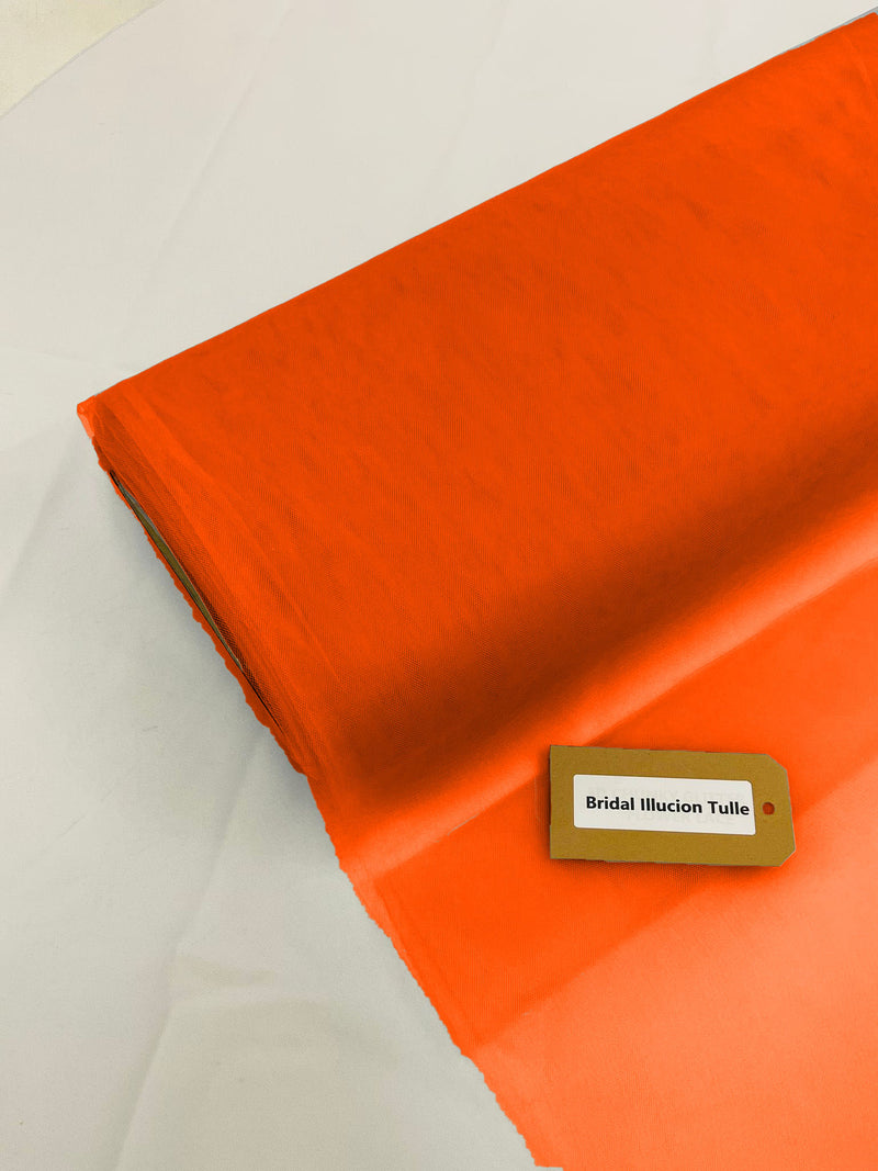 108" Tulle Illusion Fabric - Dark Orange - Premium Tulle Polyester Fabric Sold By Roll of 50 Yards
