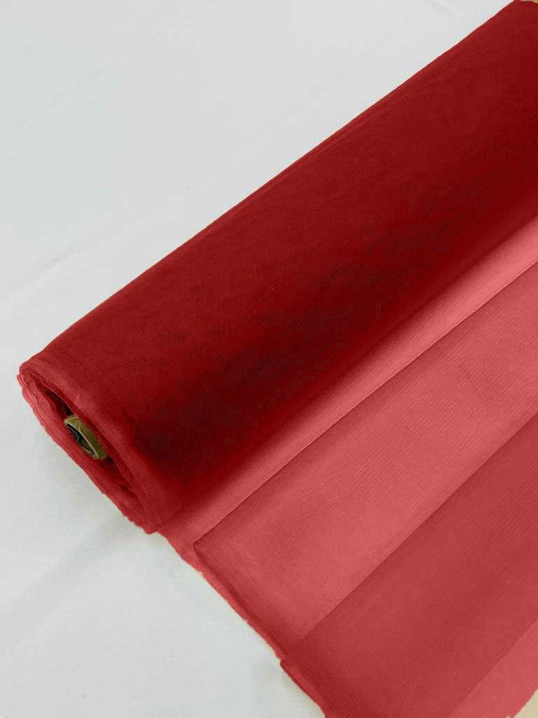 Illusion Mesh Sheer Fabric - Dark Red - 60" Wide Illusion Mesh Fabric Sold By The Yard