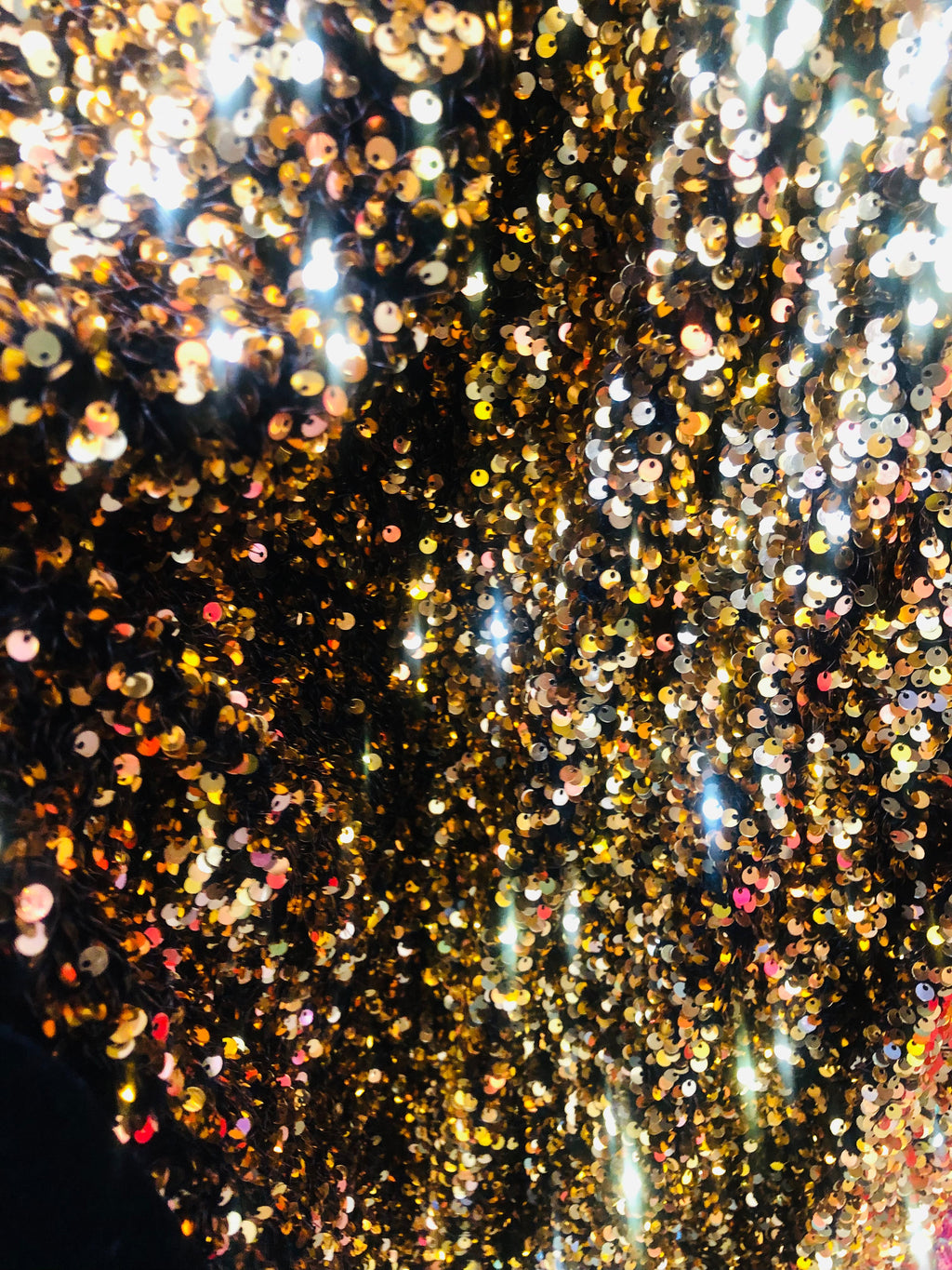 Gold sequin On Black Stretch Velvet Sequins Fabric- Velvet Sequins 2 Way Stretch 58/60” By Yard