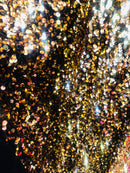 Gold sequin On Black Stretch Velvet Sequins Fabric- Velvet Sequins 2 Way Stretch 58/60” By Yard