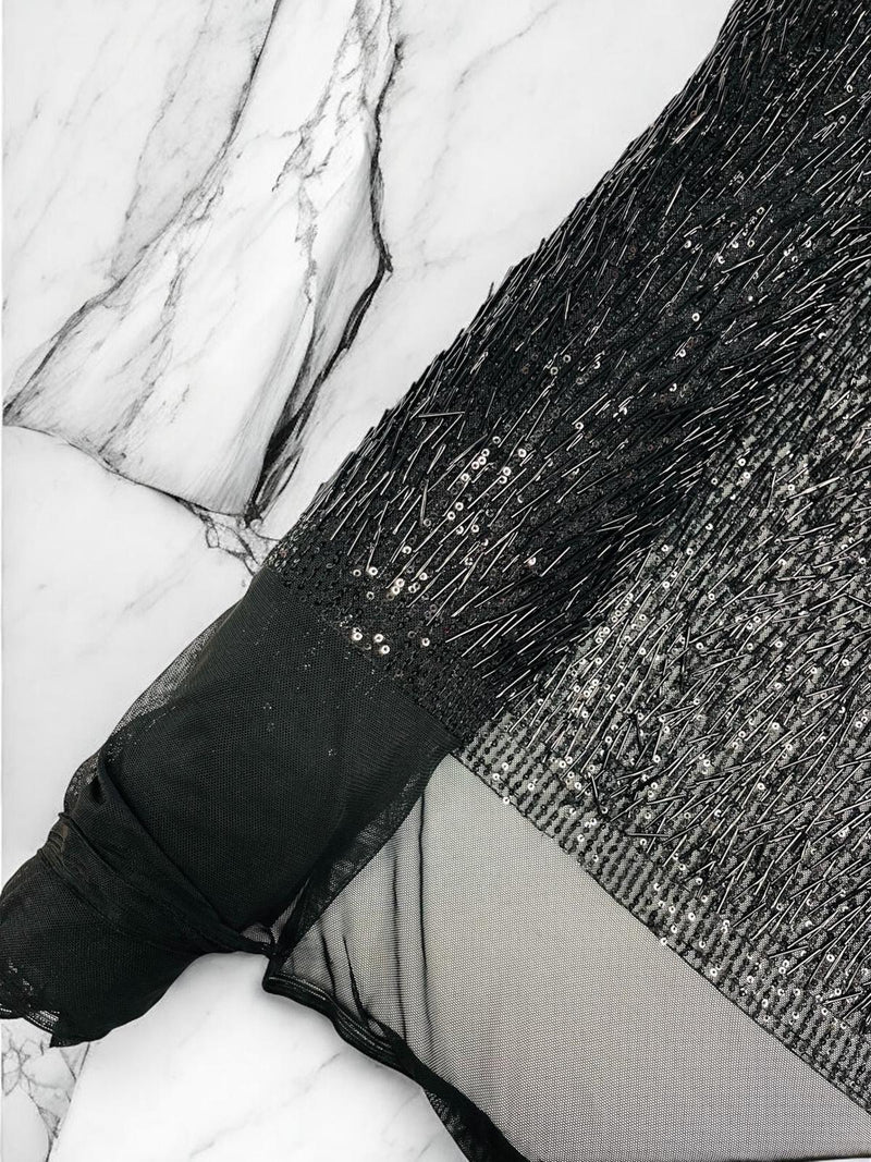 Jac Fashion Design Stretch Sequins - 4 Way Stretch Lace Mesh Sequins Fabric by Yard