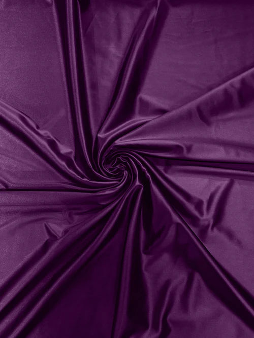 60" Heavy Shiny Satin Fabric - Eggplant - Stretch Shiny Satin Fabric Sold By Yard