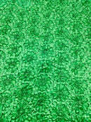 Satin Rosette Sequins Fabric - Emerald Green - 3D Rosette Satin Rose Fabric with Sequins By Yard