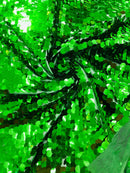 Round Large Sequins - Emerald Green - Paillette Large Round Sequins Design Fabric By Yard