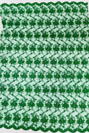 Embroidered Flower Fabric - Emerald Green - Floral Design Scalloped Border Fabric By Yard