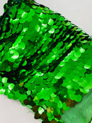 Round Large Sequins - Emerald Green - Paillette Large Round Sequins Design Fabric By Yard