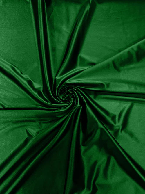 60" Heavy Shiny Satin Fabric - Emerald Green - Stretch Shiny Satin Fabric Sold By Yard