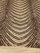 Wavy Pattern - Iridescent Brown- 4 Way Stretch High Fashion Shiny Pattern Sequins