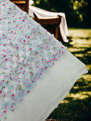 3D Butterfly Design Lace - Floral Print Blue - Embroidered Lace with 3D Butterfly Design By Yard