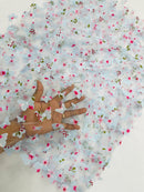 3D Butterfly Design Lace - Floral Print Blue - Embroidered Lace with 3D Butterfly Design By Yard