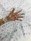 3D Butterfly Design Lace - Floral Print Blue - Embroidered Lace with 3D Butterfly Design By Yard