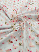 3D Butterfly Design Lace - Floral Print Pink - Embroidered Lace with 3D Butterfly Design By Yard