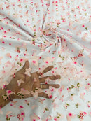 3D Butterfly Design Lace - Floral Print Pink - Embroidered Lace with 3D Butterfly Design By Yard