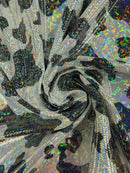 Cow Print Design Spandex - Black Iridescent Foil - Poly Spandex 4 Way Stretch Fabric By Yard
