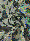 Cow Print Design Spandex - Black Iridescent Foil - Poly Spandex 4 Way Stretch Fabric By Yard