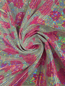 Cow Print Design Spandex - Hot Pink Iridescent Foil - Poly Spandex 4 Way Stretch Fabric By Yard