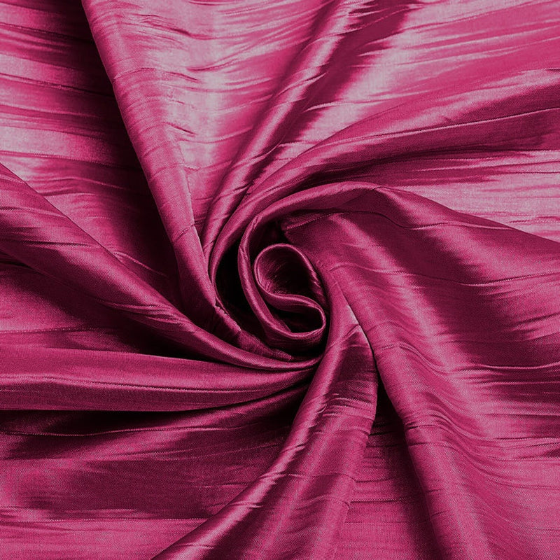 54" Crushed Taffeta Fabric - Fuchsia - Crushed Taffeta Creased Fabric Sold by The Yard