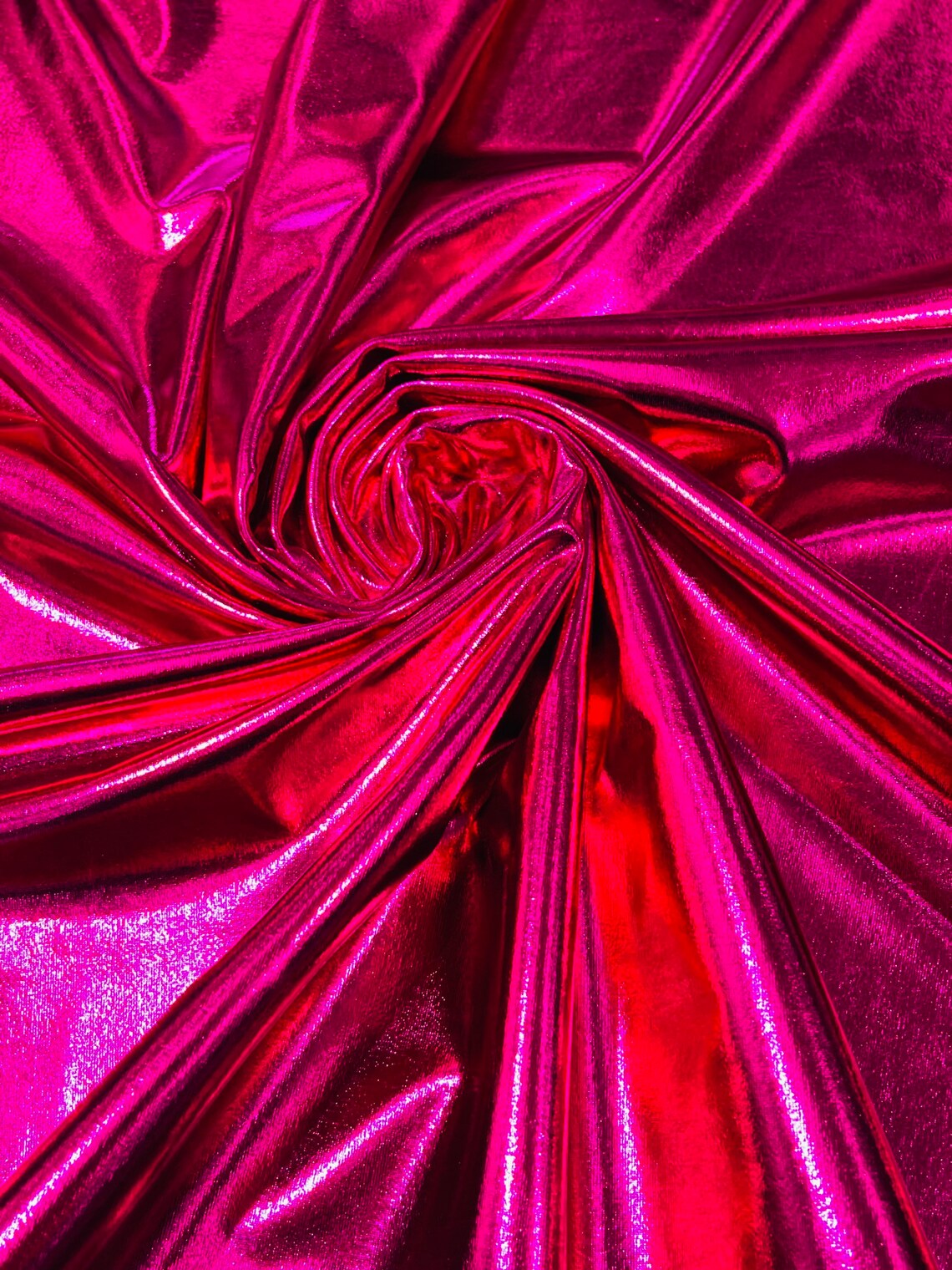 Metallic Foil Spandex Fabric - Fuchsia - Spandex Lame Shiny Fabric 2 Way Stretch Sold By Yard