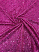 Shimmer Glitter Bead Fabric - Fuchsia - Sparkle Stretch Sequins Bead Shiny Glitter Fabric By Yard