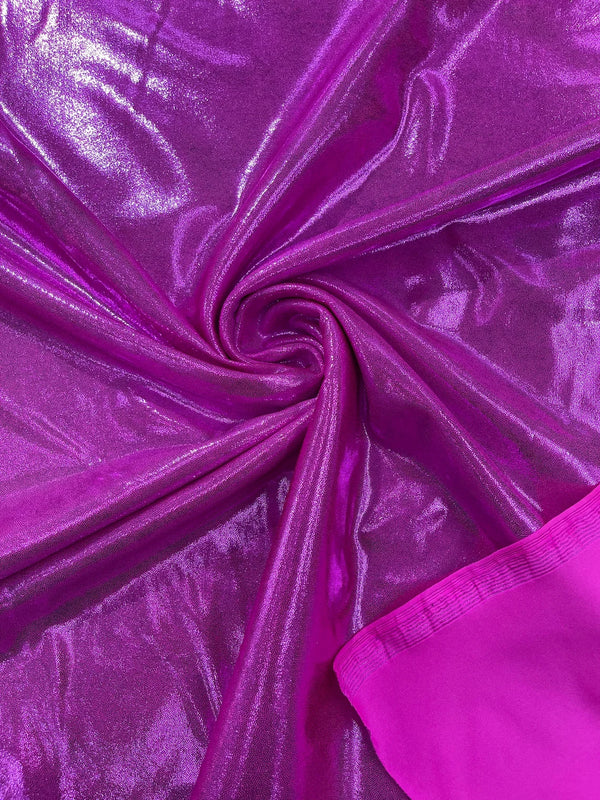 Foil Metallic Spandex Fabric - Fuchsia - Shiny Metallic Foil Spandex Fabric by Yard