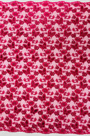 Butterfly Sequins Fabric - Fuchsia - Metallic Floral Butterfly Design on Lace Fabric By Yard