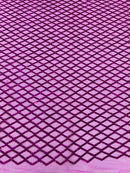 Diamond Sequins Fabric - Fuchsia - Diamond Geometric Net Design on Mesh Lace Fabric By Yard