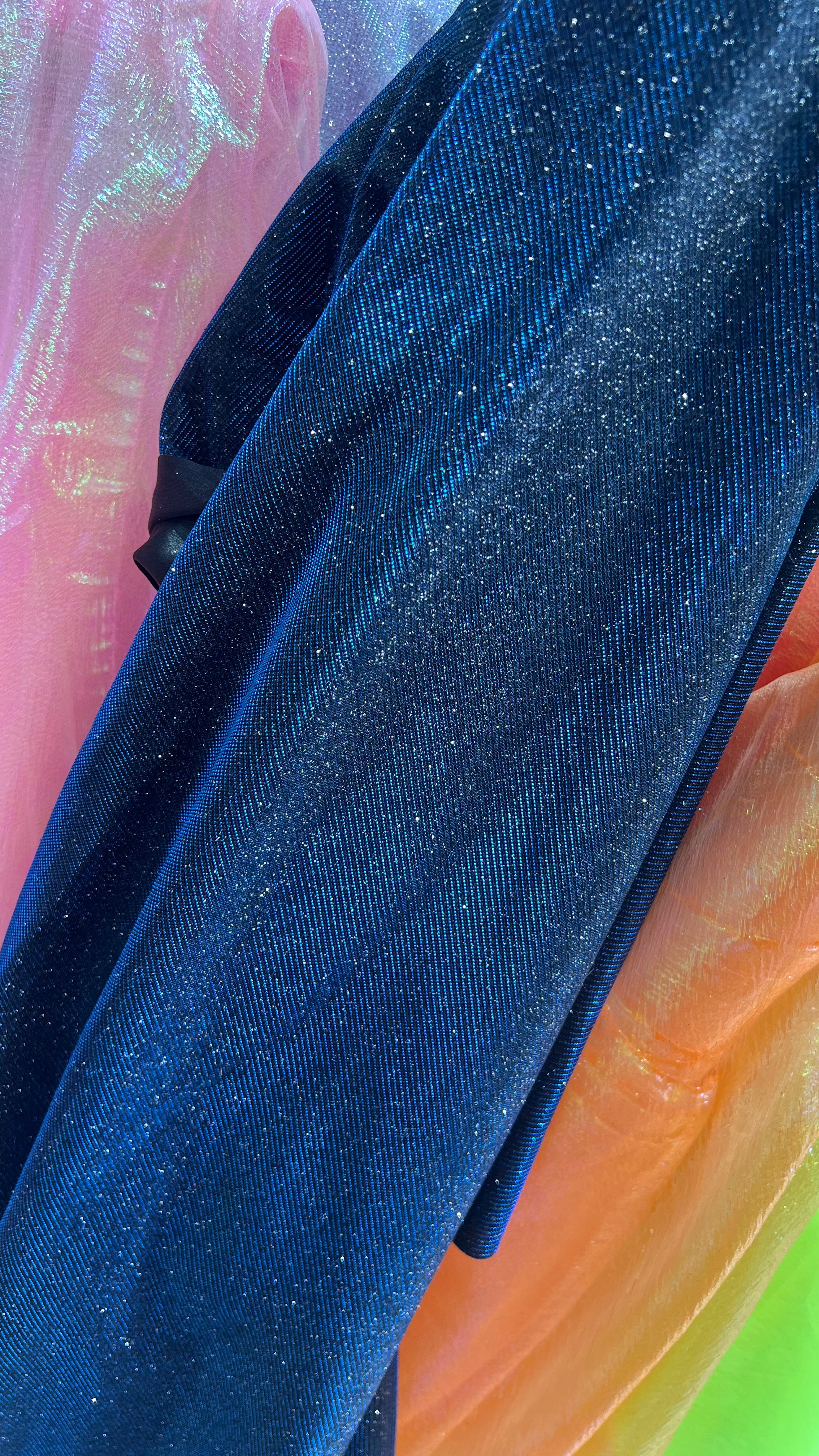 Shimmer Glitter Fabric - Navy Blue - Luxury Sparkle Stretch Solid Fabric Sold By Yard