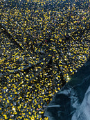 Stretch Velvet Sequins Fabric - Gold / Black - Velvet Sequins 2 Way Stretch 58/60” By Yard