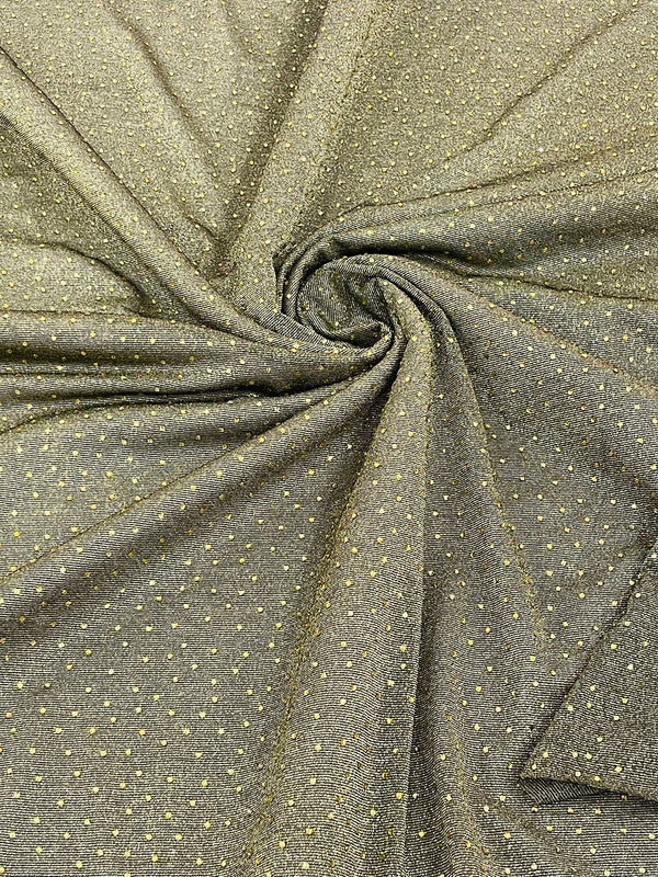 Shimmer Glitter Rhinestone Fabric - Gold / Black - Rhinestone Shiny Sparkle Stretch Glitter Fabric By Yard