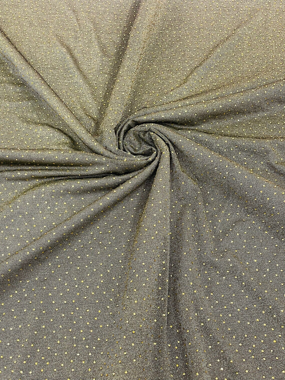 Shimmer Glitter Rhinestone Fabric - Gold / Black - Rhinestone Shiny Sparkle Stretch Glitter Fabric By Yard