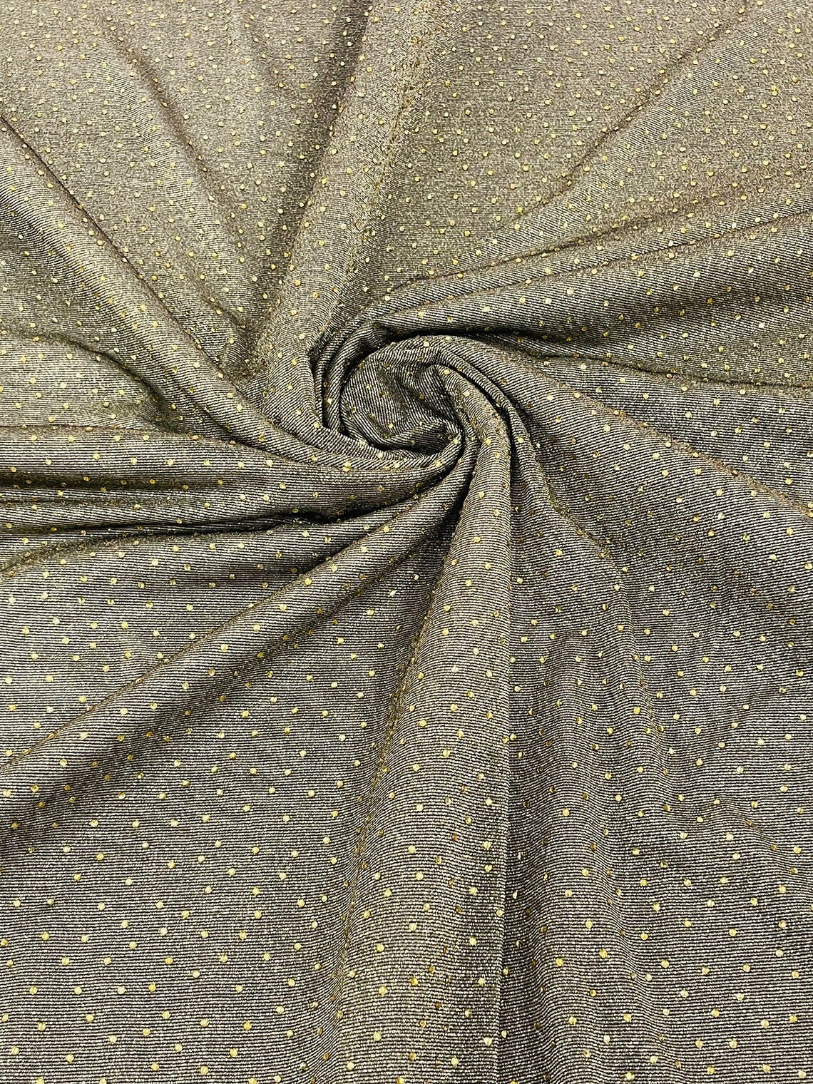 Shimmer Glitter Rhinestone Fabric - Gold / Black - Rhinestone Shiny Sparkle Stretch Glitter Fabric By Yard