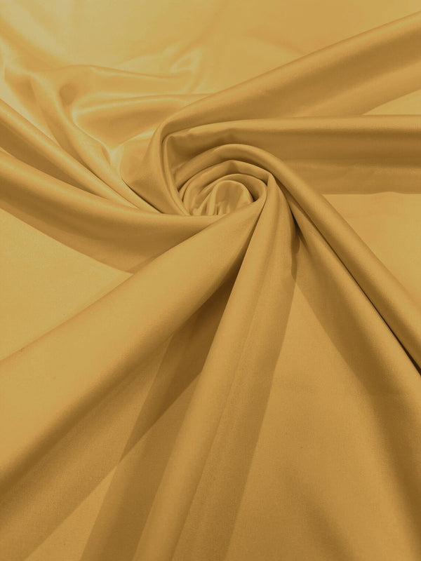 58/59" Satin Stretch Fabric Matte L'Amour - Gold - Stretch Matte Satin Fabric By Yard