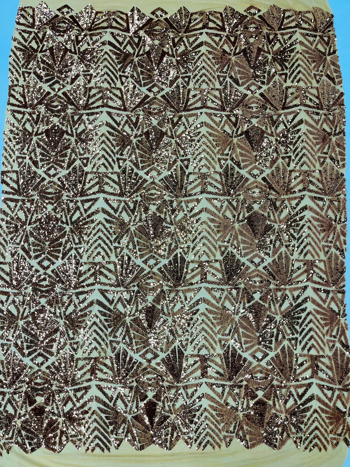 Geometric Fashion Design Sequin - Gold - Fancy Sequins Design on Mesh By Yard