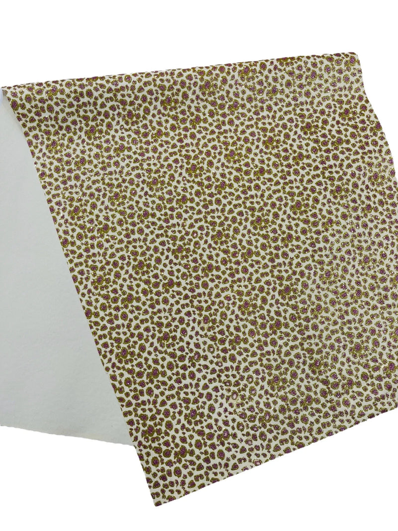 Chunky Leopard Glitter Vinyl - Gold / Purple - 54" Wide Crafting Glitter Vinyl Fabric By Yard