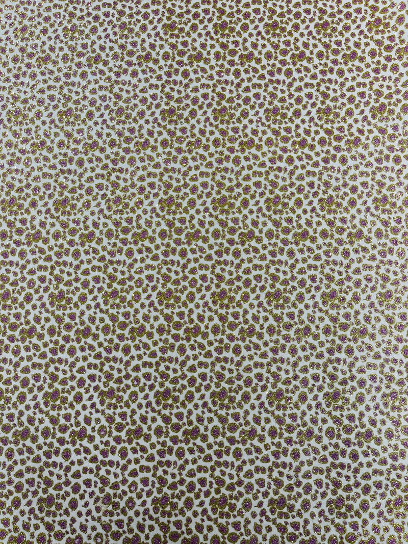 Chunky Leopard Glitter Vinyl - Gold / Purple - 54" Wide Crafting Glitter Vinyl Fabric By Yard