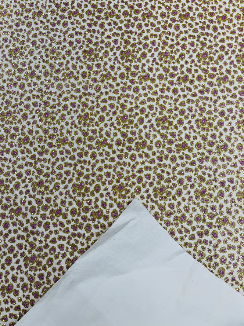 Chunky Leopard Glitter Vinyl - Gold / Purple - 54" Wide Crafting Glitter Vinyl Fabric By Yard