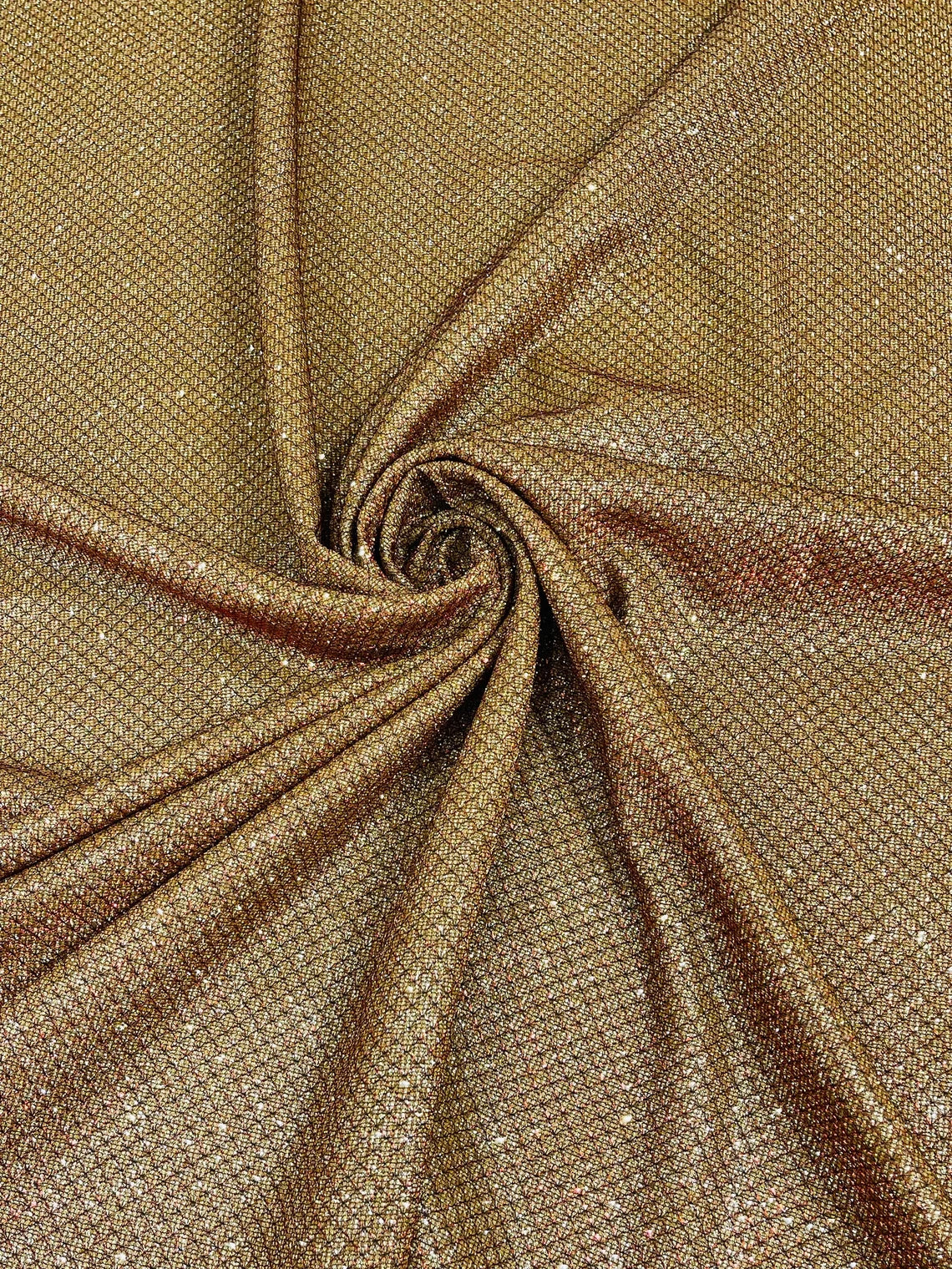 Diamond Shimmer Glitter Fabric - Gold / Red - Sparkle Stretch Luxury Shiny Fabric By Yard